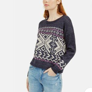HIPPIE ROSE XL JUNIORS' FAIR ISLE SWEATER-BLUE -SIZE XL